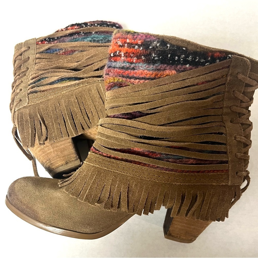 Naughty Monkey Talyhole Leather Ankle Fringe Boots Boho Indie Western 
Size 7